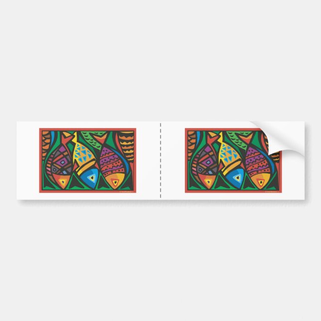 Abstract Fish Art Design Bumper Sticker (Front)