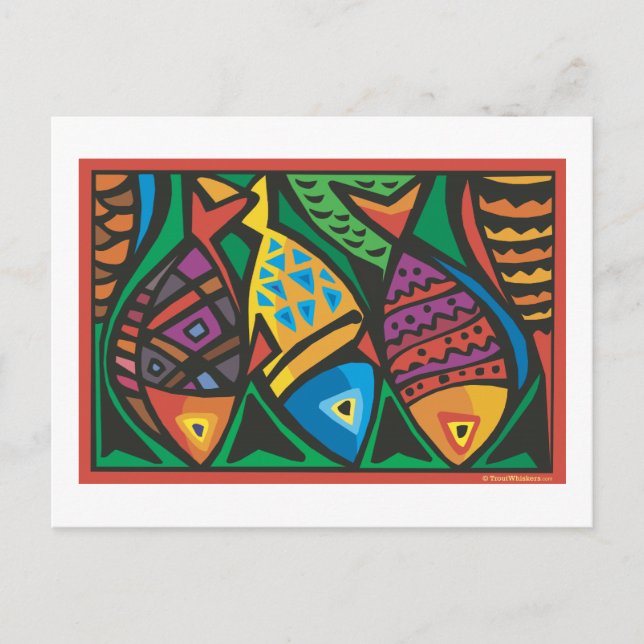 Abstract Fish Art Design Postcard (Front)