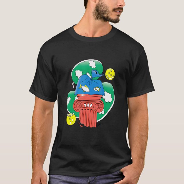 Abstract Fish In Plastic Design T-Shirt (Front)
