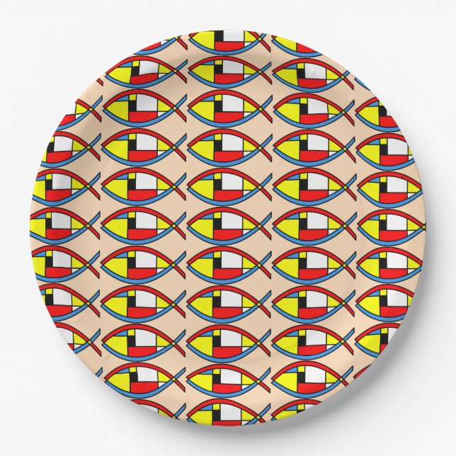 Abstract Fish Paper Plate (Front)