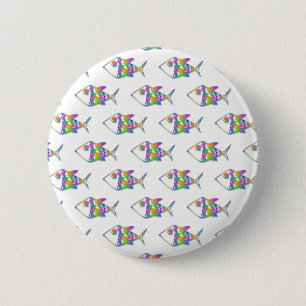 Abstract Fish Pattern 6 Cm Round Badge