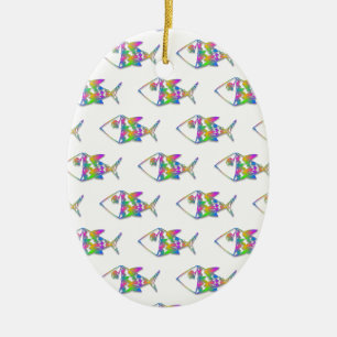 Abstract Fish Pattern Ceramic Ornament