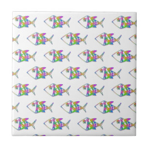 Abstract Fish Pattern Ceramic Tile