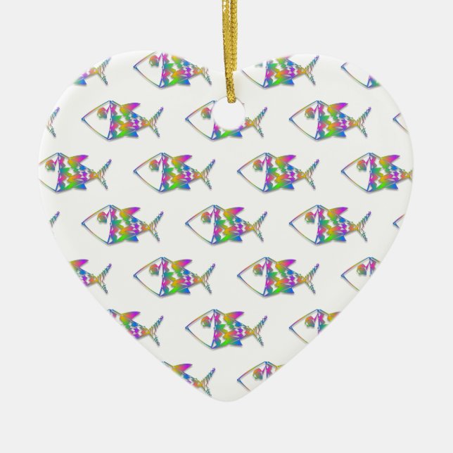 Abstract Fish Pattern Ceramic Tree Decoration (Front)