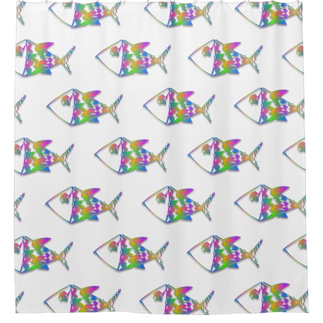 Abstract Fish Pattern Shower Curtain (Front)