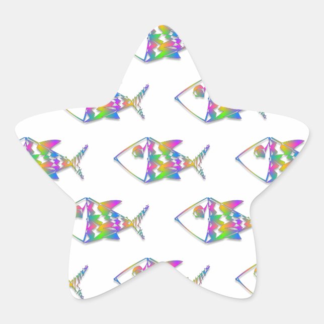 Abstract Fish Pattern Star Sticker (Front)