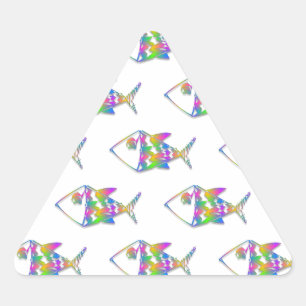 Abstract Fish Pattern Triangle Sticker