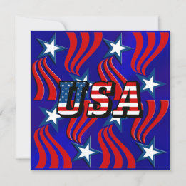 Abstract Flag Pattern & USA Text Party Invitation