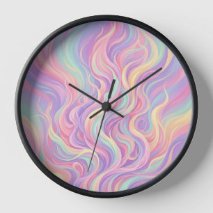 Abstract Flame Fire Dance Pastel Soft Art Clocks