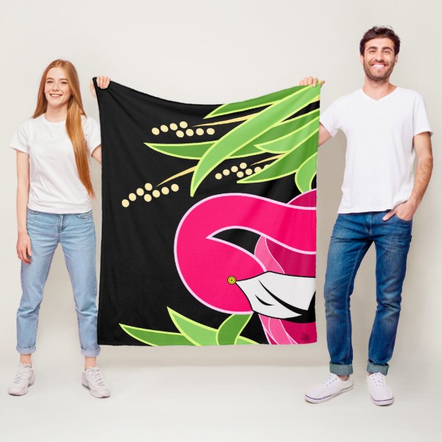 Abstract Flamingo Fleece Blanket (In Situ)