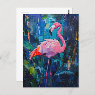 Abstract Flamingo Painting Postcard