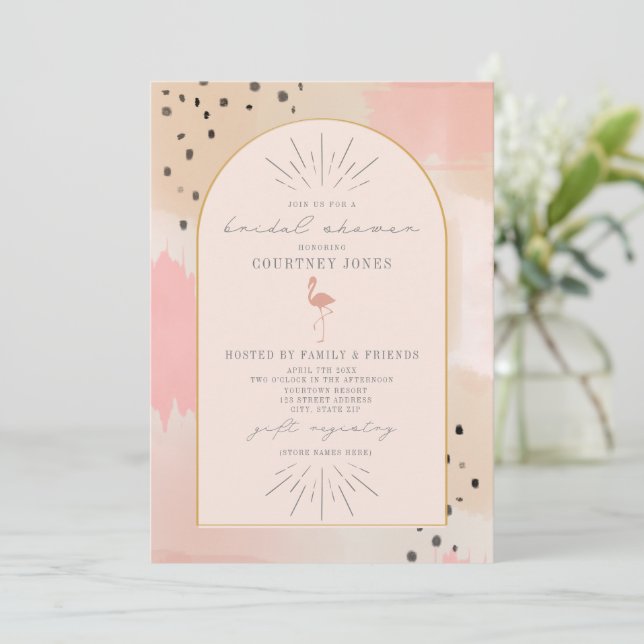 Abstract Flamingo Pink Bridal Shower   Invitation (Standing Front)