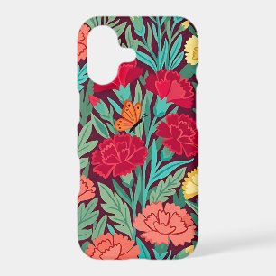 Abstract Flat Carnations Butterflies iPhone Cases