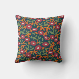 Abstract Flora Navy Blue Cushion