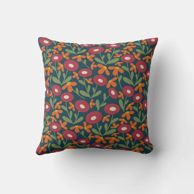 Abstract Flora Navy Blue Cushion (Back)
