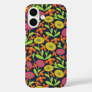 Abstract Flora Neon iPhone 16 Case