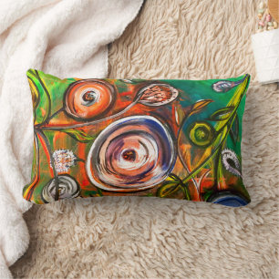 Abstract Flora Rectangle Lumbar Cushion