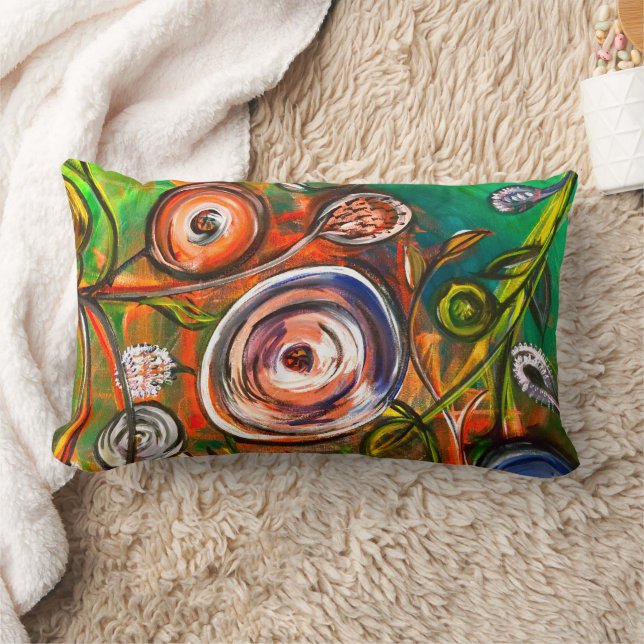 Abstract Flora Rectangle Lumbar Cushion (Blanket)