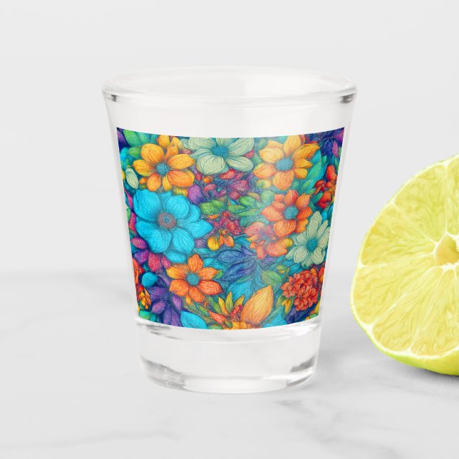 Abstract Floral #90 Shot Glass (Front)