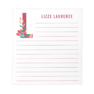 Abstract Floral Alphabet Lined Notepad