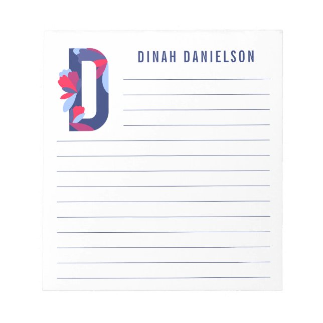 Abstract Floral Alphabet Lined Notepad (Front)