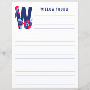 Abstract Floral Alphabet Lined Paper