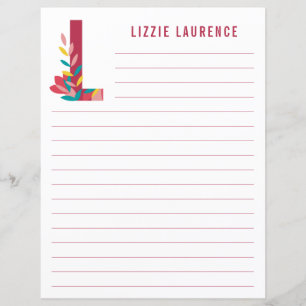 Abstract Floral Alphabet Lined Paper