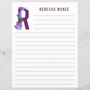 Abstract Floral Alphabet Lined Paper