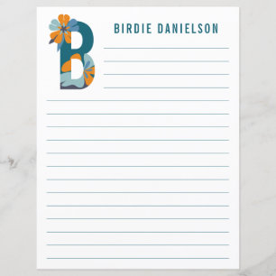 Abstract Floral Alphabet Lined Paper