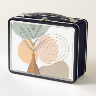 Abstract floral and foliage shape metal lunch box