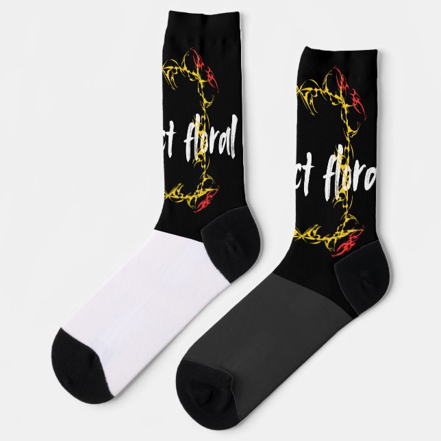 Abstract Floral Art Design | Modern Flower T-Shirt Socks (Left)