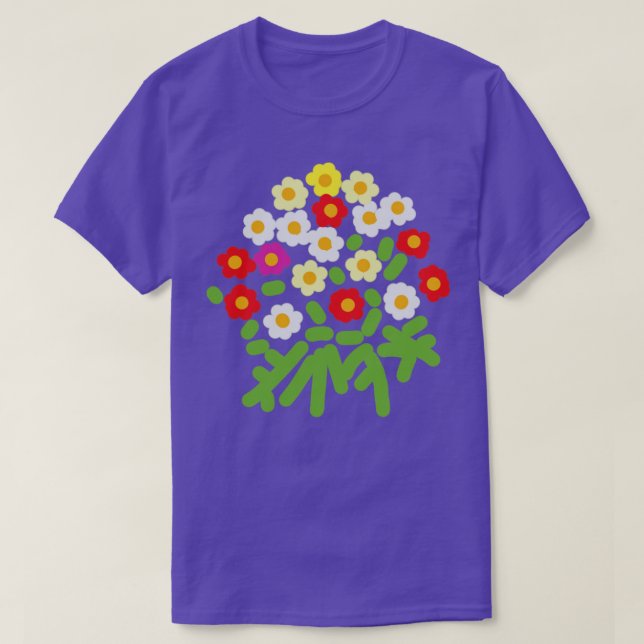 Abstract Floral Art Flowers and Ferns for Mothers  T-Shirt (Design Front)