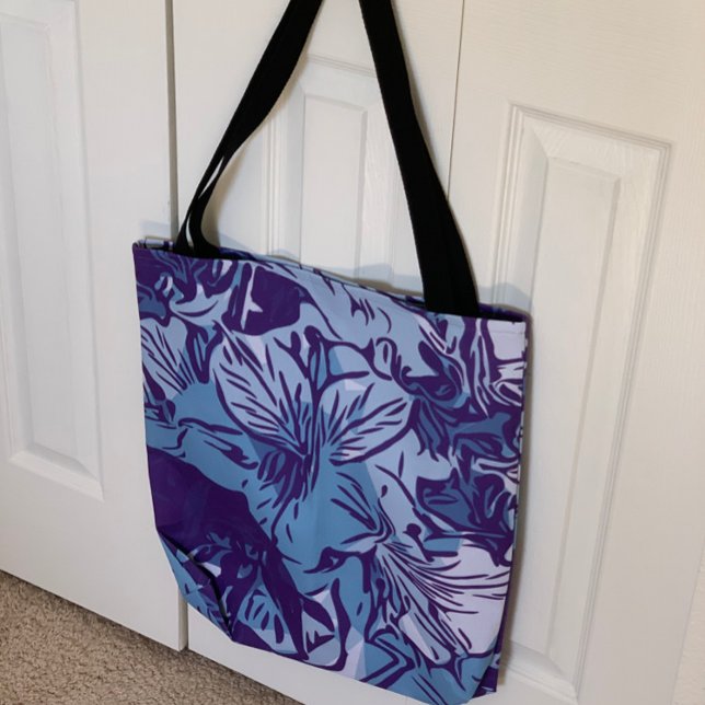 Abstract Floral Art Grocery Shopping Beach Tote Bag (Creator Uploaded)