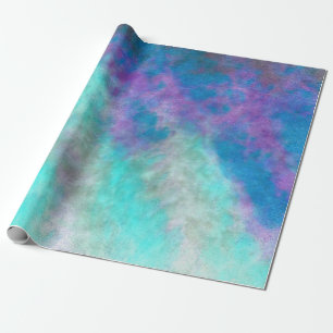 Abstract Floral Art Teal Blue Purple Decoupage Wrapping Paper