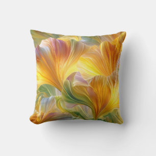 Abstract Floral Art with Yellow Petals Cushion
