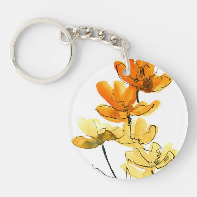 Abstract floral background key ring (Front)