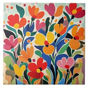 Abstract floral background, vibrant, ceramic tile