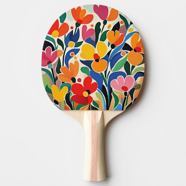 Abstract floral background, vibrant, ping pong paddle (Front)