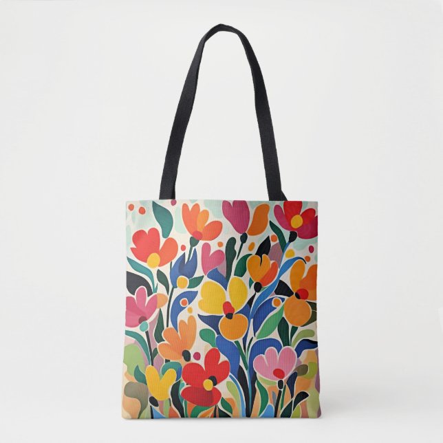 Abstract floral background, vibrant, tote bag (Front)