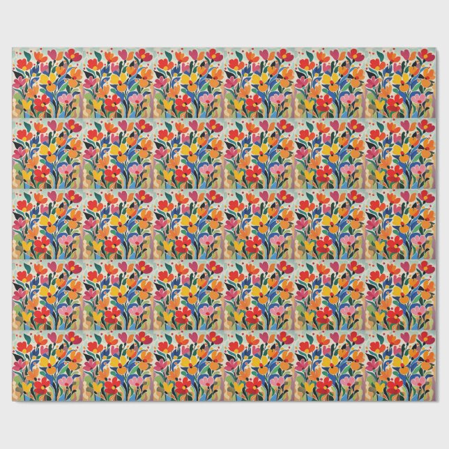 Abstract floral background, vibrant, wrapping paper (Flat)