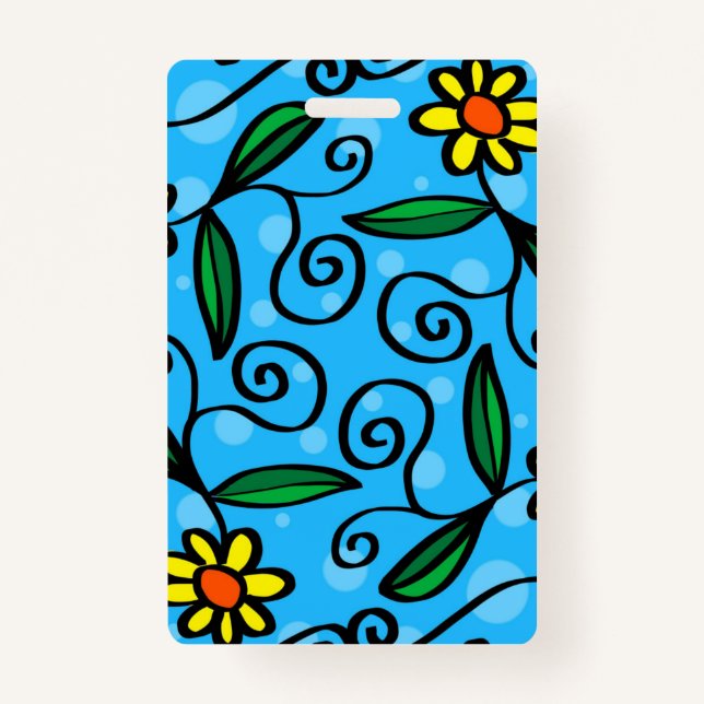 Abstract Floral Badge ID Badge (Front)