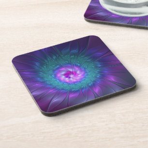 Abstract Floral Beauty Colorful Fractal Art Flower Coaster