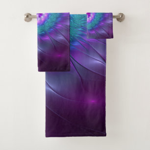Abstract Floral Beauty Colourful Fractal Art Flowe Bath Towel Set