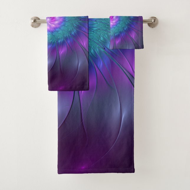 Abstract Floral Beauty Colourful Fractal Art Flowe Bath Towel Set (Insitu)