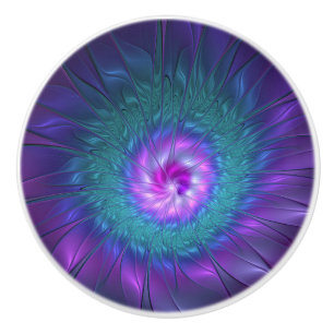 Abstract Floral Beauty Colourful Fractal Art Flowe Ceramic Knob