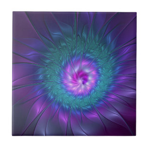 Abstract Floral Beauty Colourful Fractal Art Flowe Ceramic Tile