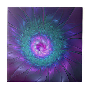 Abstract Floral Beauty Colourful Fractal Art Flowe Ceramic Tile