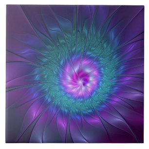 Abstract Floral Beauty Colourful Fractal Art Flowe Ceramic Tile