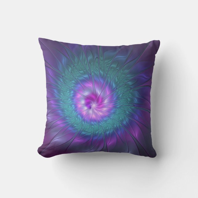 Abstract Floral Beauty Colourful Fractal Art Flowe Cushion (Front)