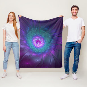 Abstract Floral Beauty Colourful Fractal Art Flowe Fleece Blanket